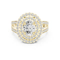 1.00 ct Oval Diamond Double Halo Ring 1ct Yellow Gold