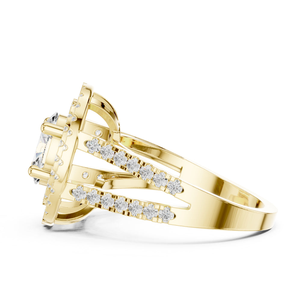 1.00 ct Oval Diamond Double Halo Ring 1ct Yellow Gold