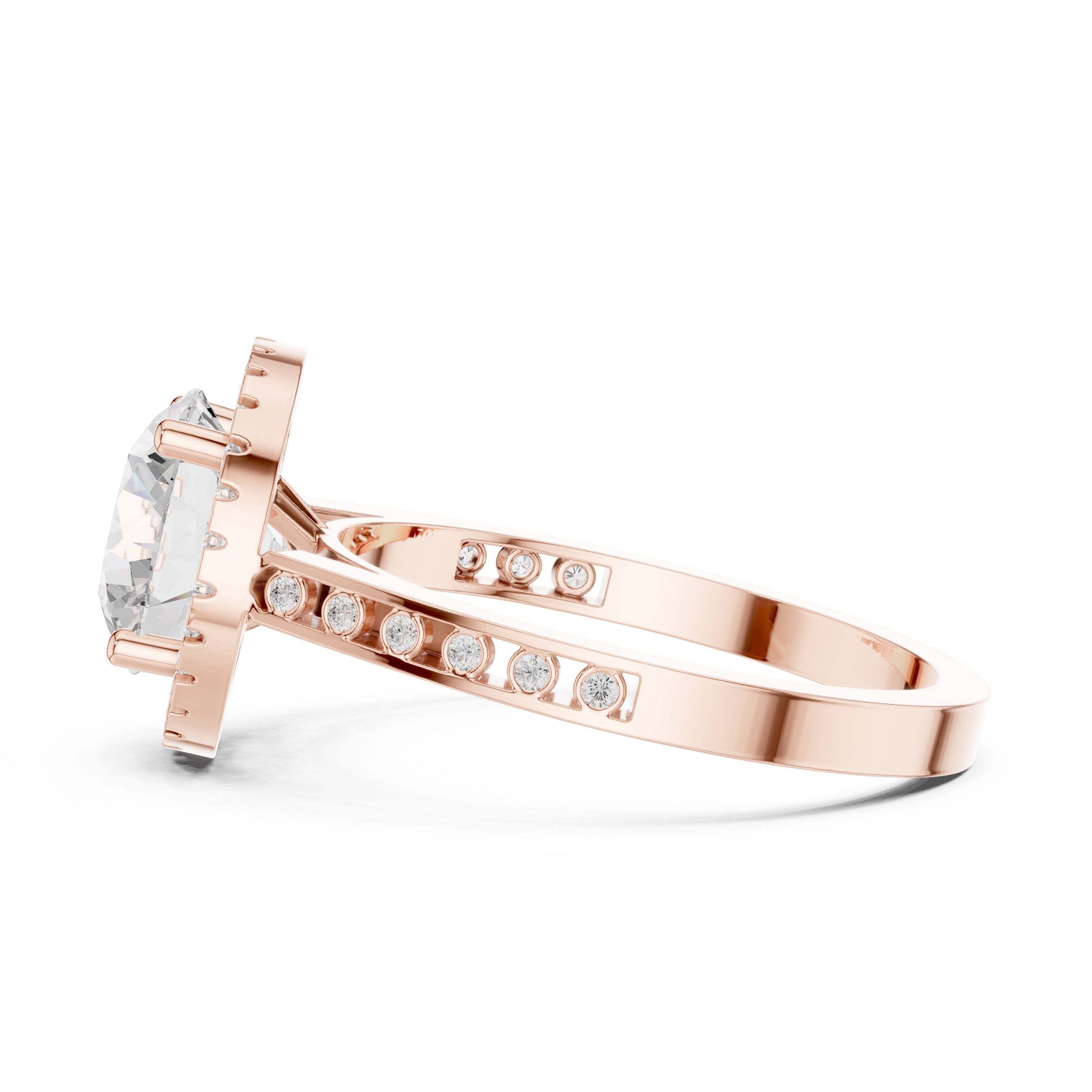 2.10 ct Classic Round Halo Statement Ring 2.1ct Rose Gold
