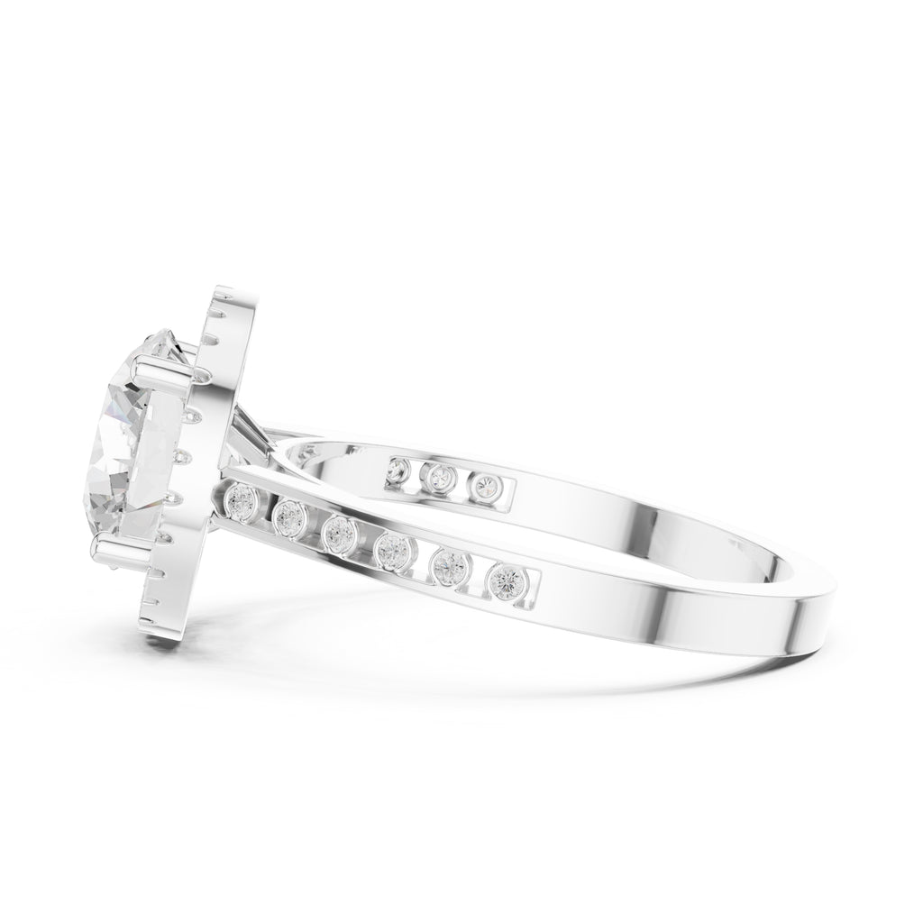 2.10 ct Classic Round Halo Statement Ring 2.1ct White Gold
