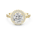 2.10 ct Classic Round Halo Statement Ring 2.1ct Yellow Gold