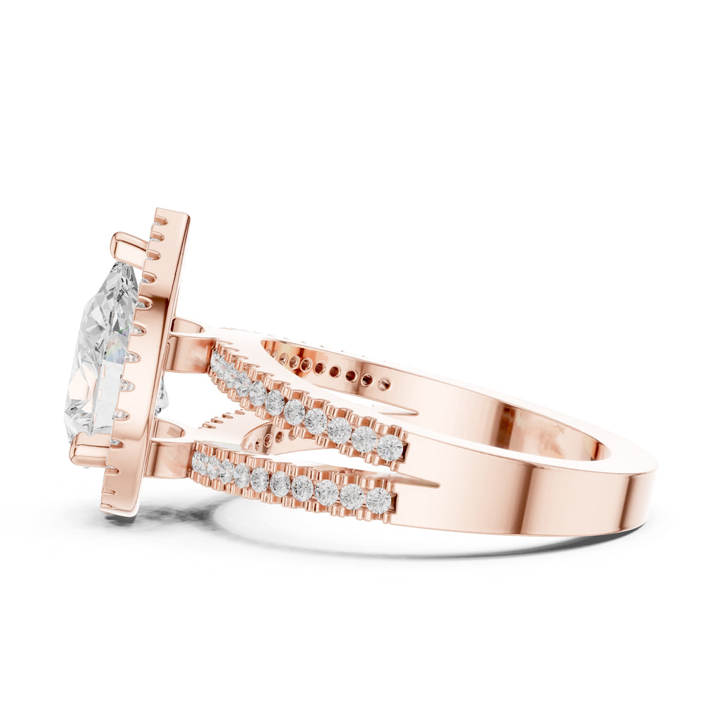 1.81 ct Pear Diamond Split-Shank Halo Ring 1.81ct Rose Gold