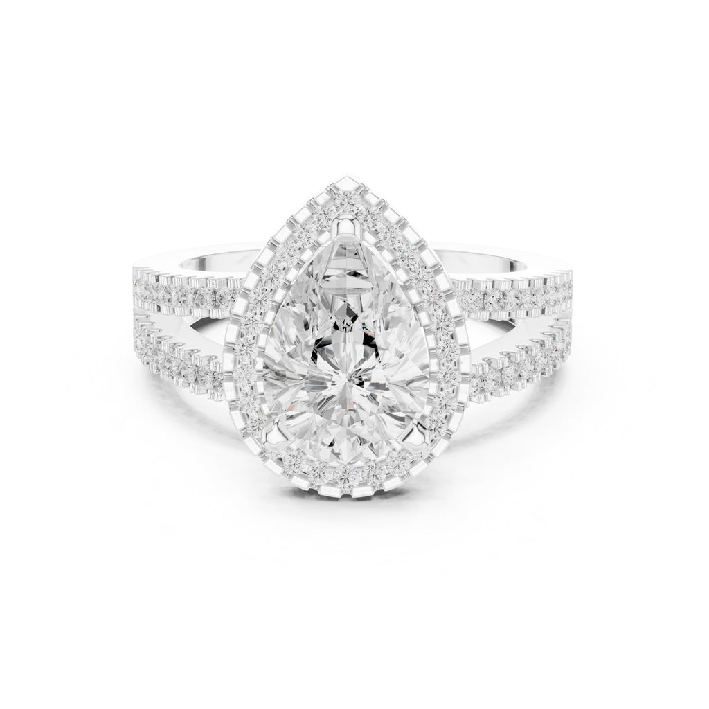 1.81 ct Pear Diamond Split-Shank Halo Ring 1.81ct White Gold