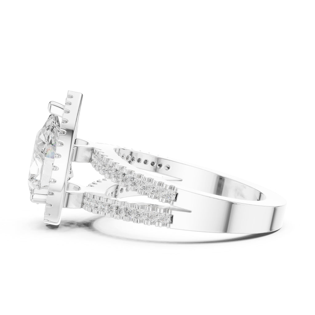 1.81 ct Pear Diamond Split-Shank Halo Ring 1.81ct White Gold