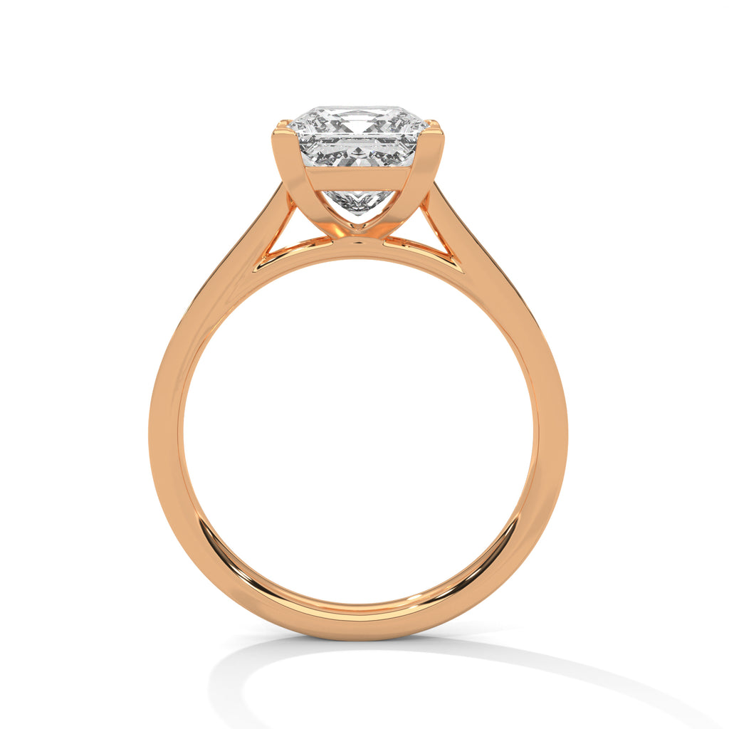 2.00 ct Princess Solitaire with Pavé Band 2ct Rose Gold