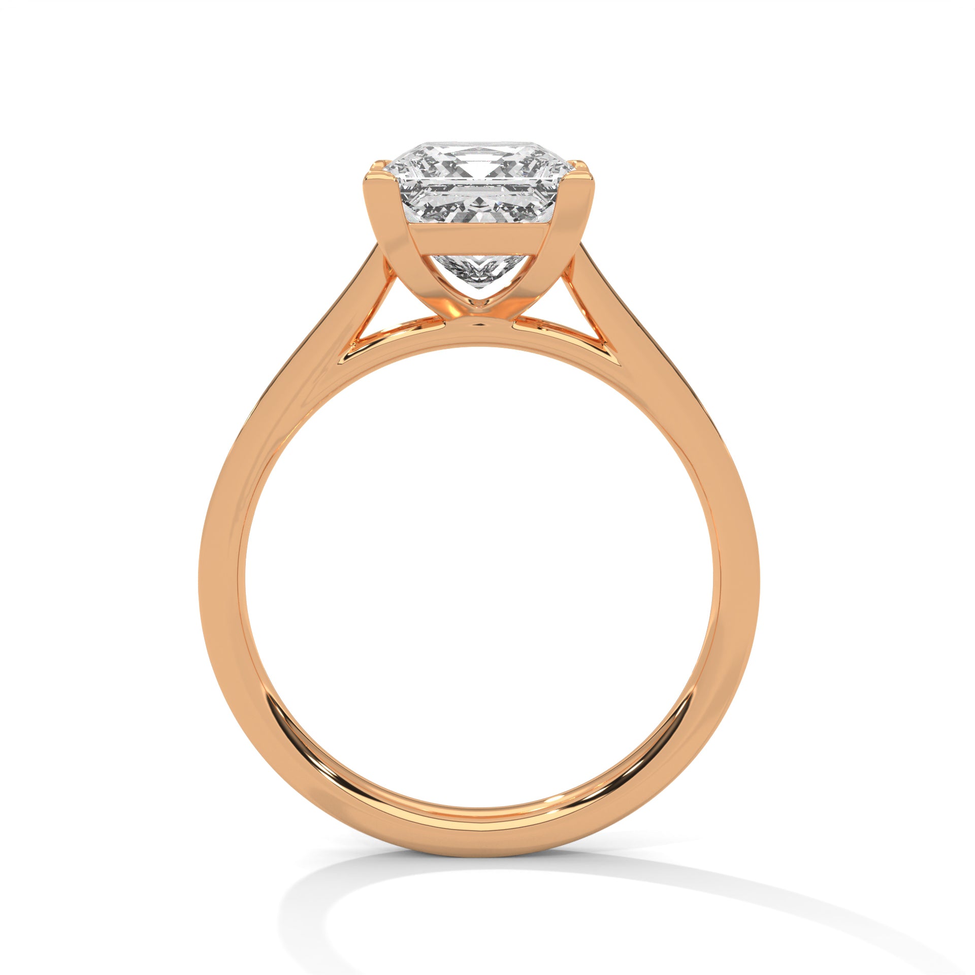 2.00 ct Princess Solitaire with Pavé Band 2ct Rose Gold
