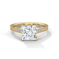 2.00 ct Princess Solitaire with Pavé Band 2ct Yellow Gold