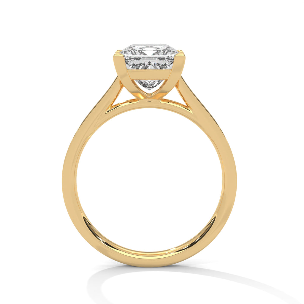 2.00 ct Princess Solitaire with Pavé Band 2ct Yellow Gold