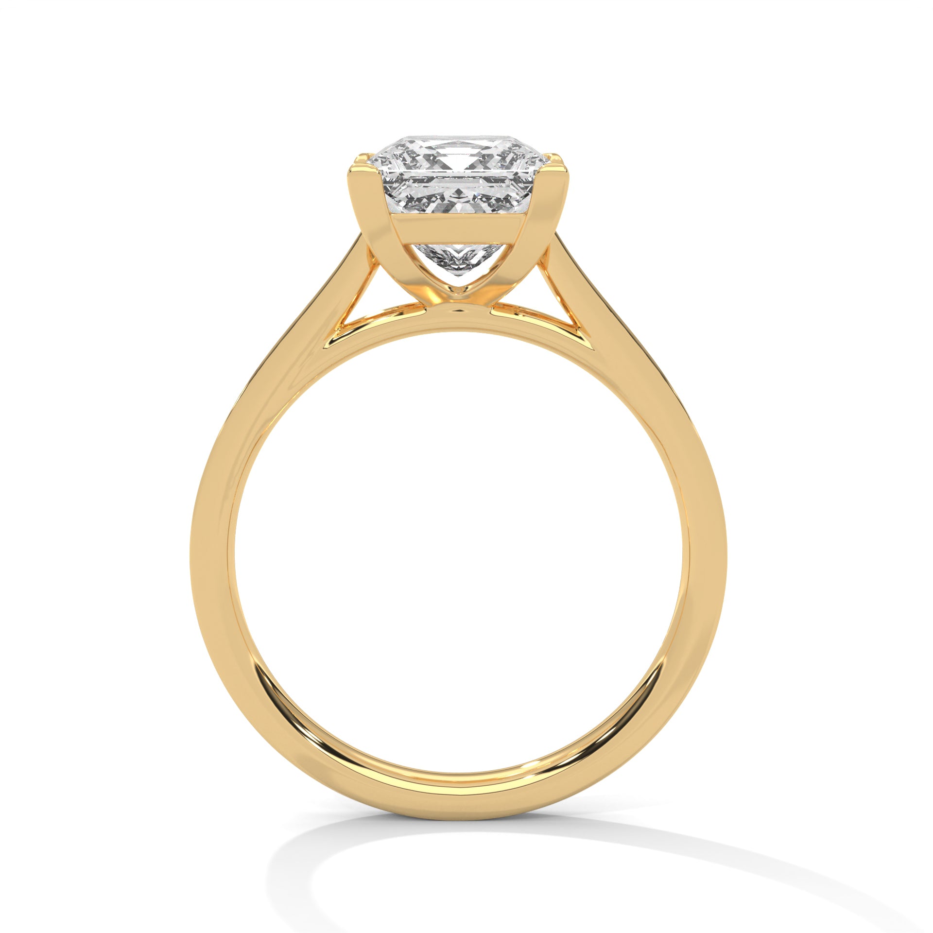 2.00 ct Princess Solitaire with Pavé Band 2ct Yellow Gold