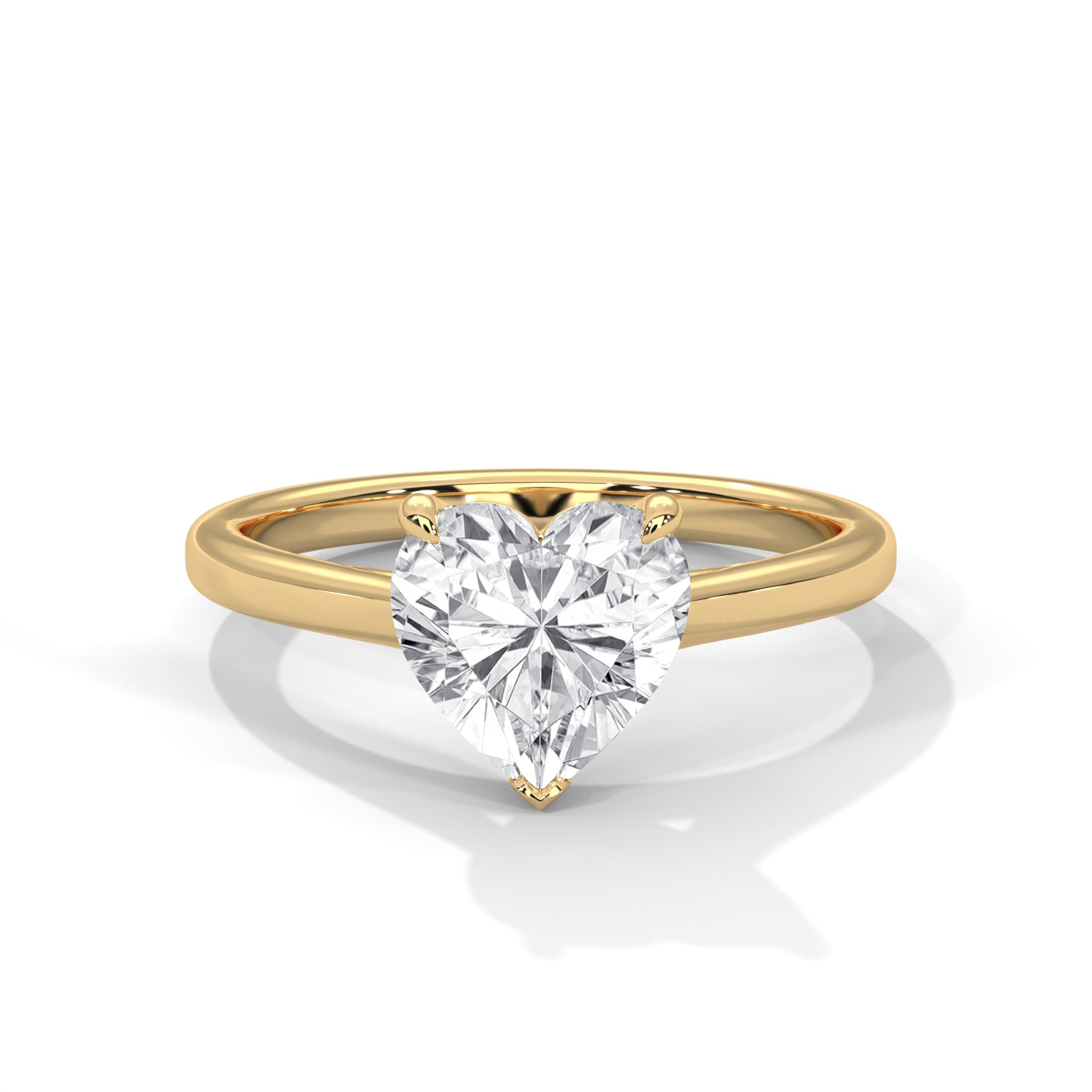 2.00 ct Heart Shape Solitaire Ring 2ct Yellow Gold