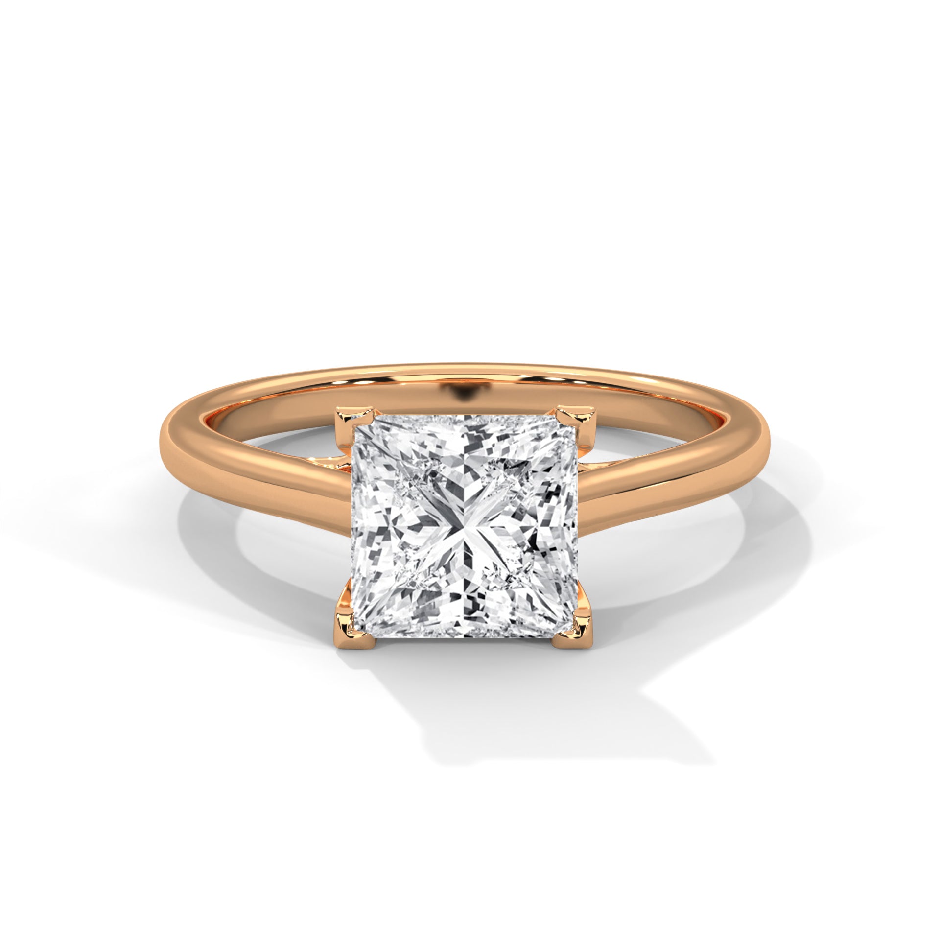 2.00 ct Classic Square Diamond Solitaire Ring 2ct Rose Gold