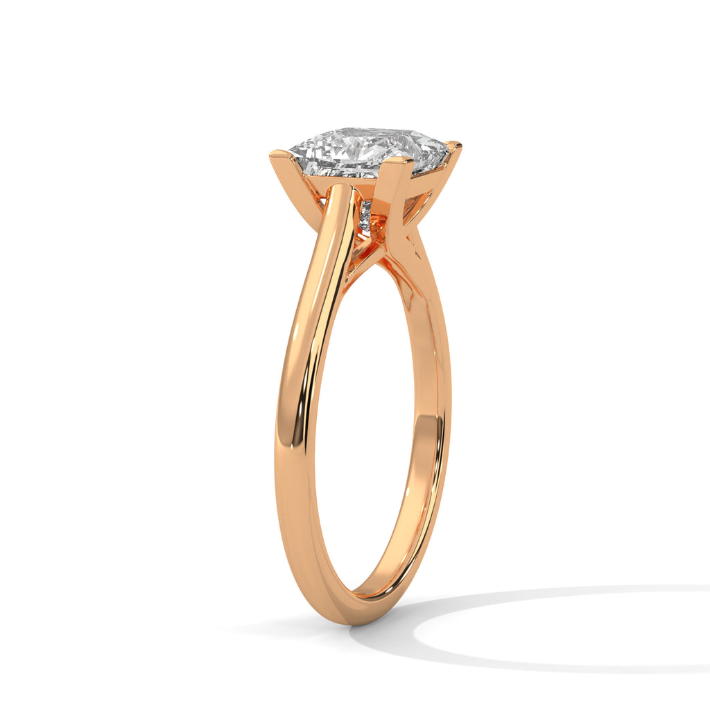 2.00 ct Classic Square Diamond Solitaire Ring 2ct Rose Gold
