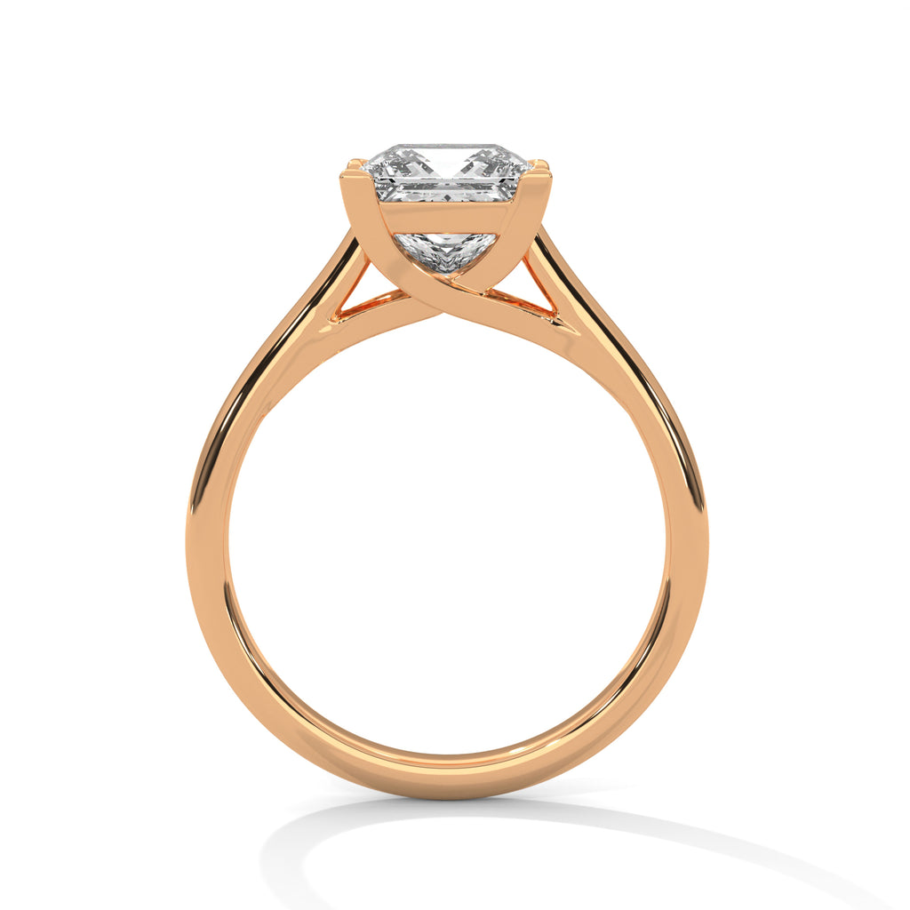 2.00 ct Classic Square Diamond Solitaire Ring 2ct Rose Gold