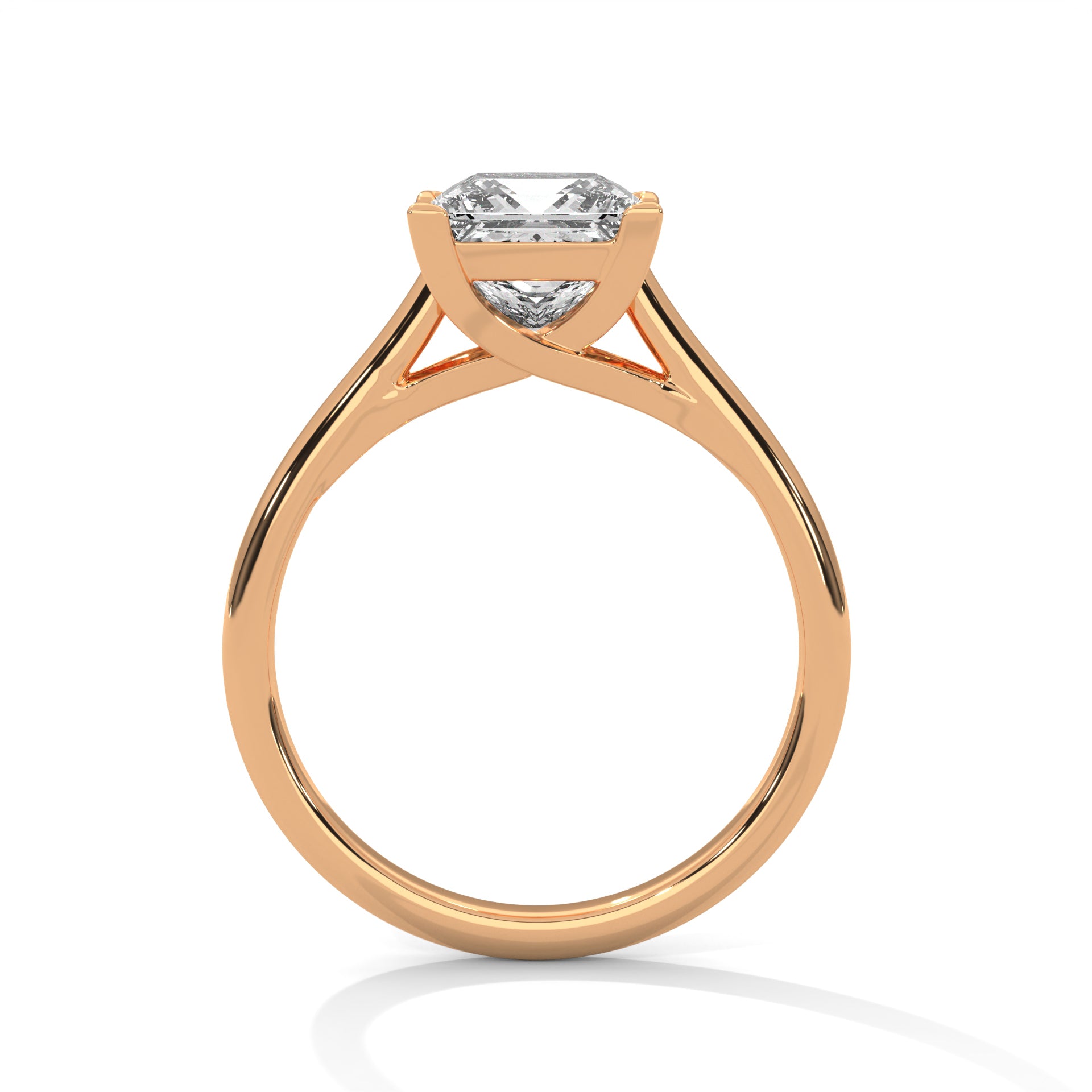 2.00 ct Classic Square Diamond Solitaire Ring 2ct Rose Gold