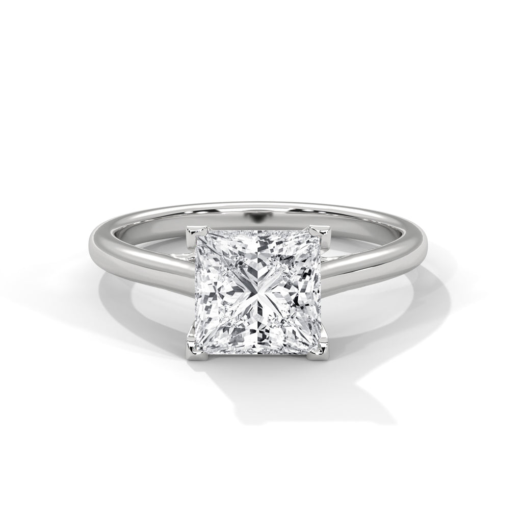 2.00 ct Classic Square Diamond Solitaire Ring 2ct White Gold