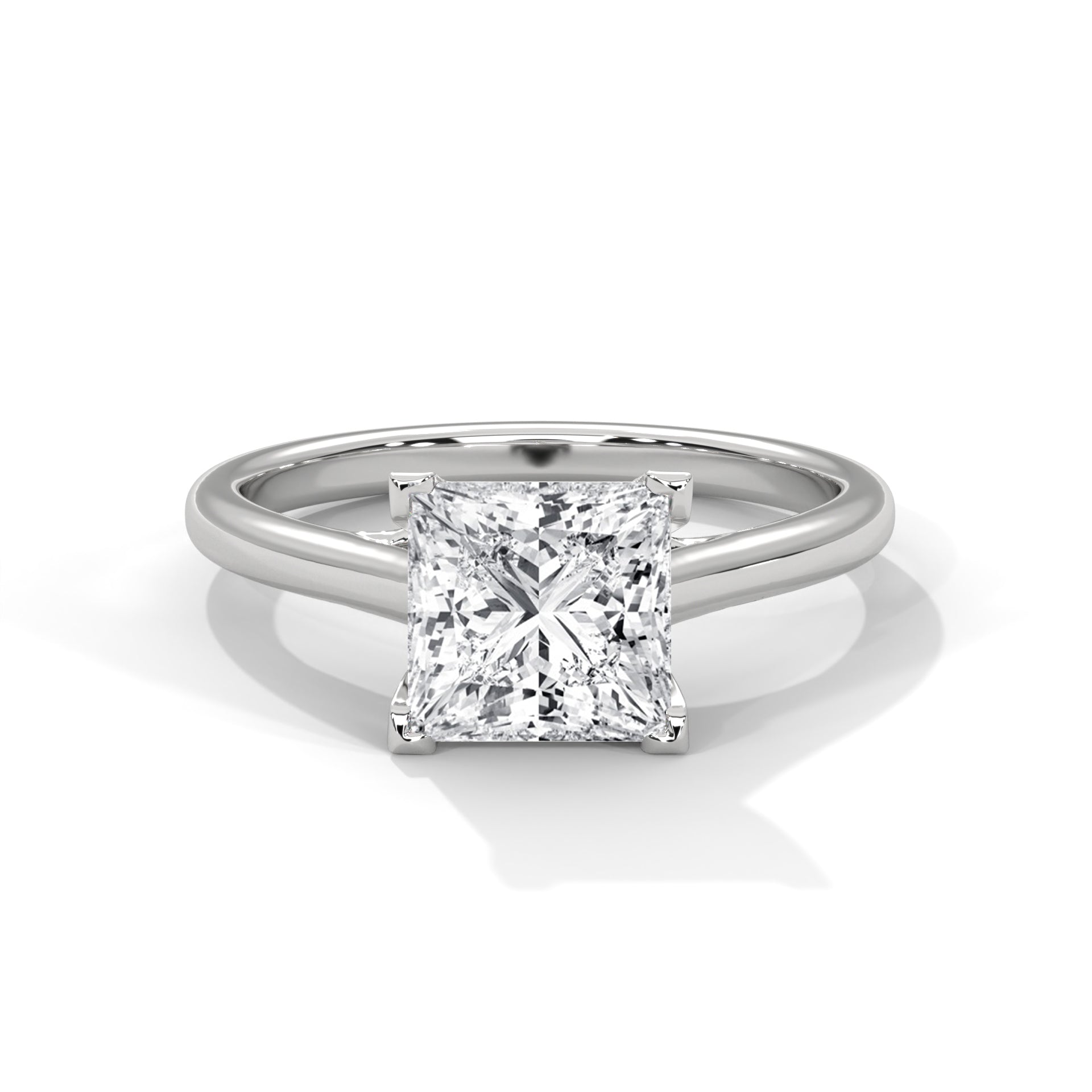 2.00 ct Classic Square Diamond Solitaire Ring 2ct White Gold