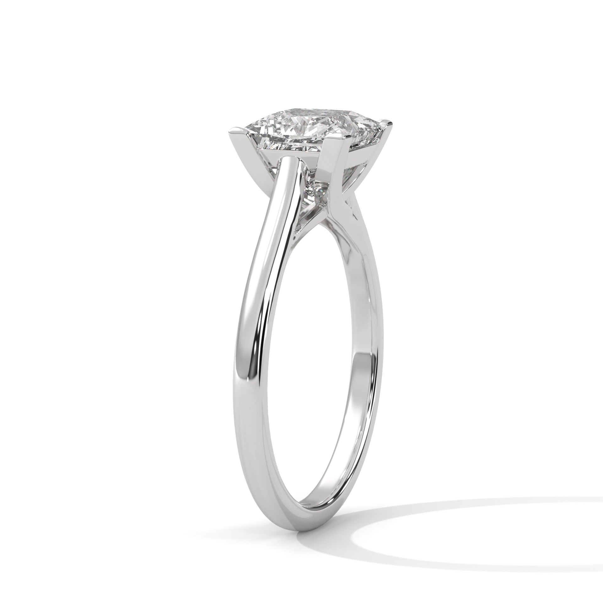 2.00 ct Classic Square Diamond Solitaire Ring 2ct White Gold
