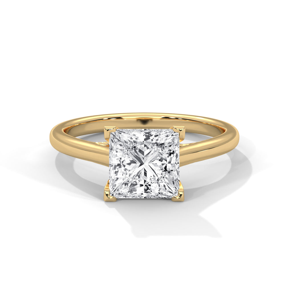 2.00 ct Classic Square Diamond Solitaire Ring 2ct Yellow Gold