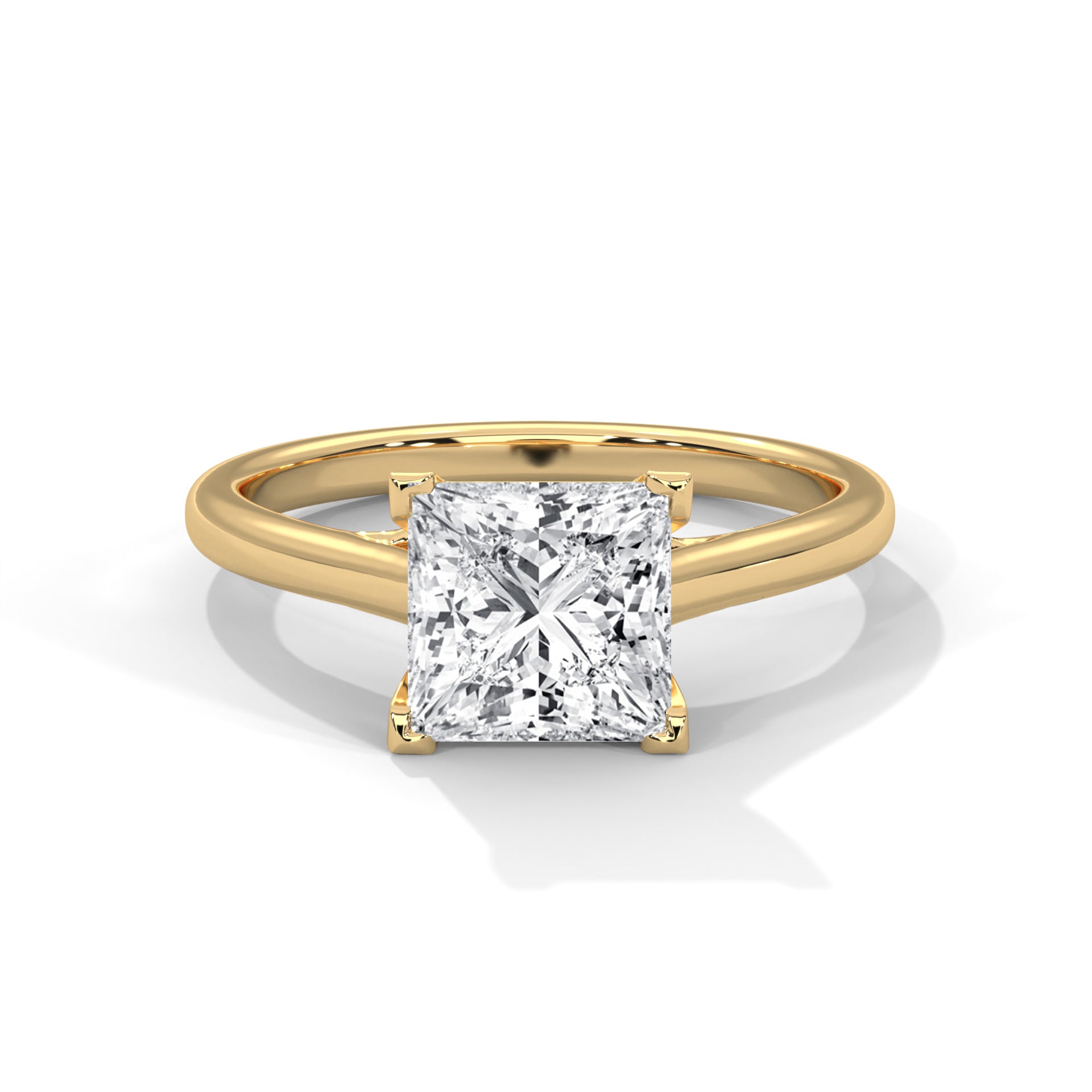 2.00 ct Classic Square Diamond Solitaire Ring 2ct Yellow Gold