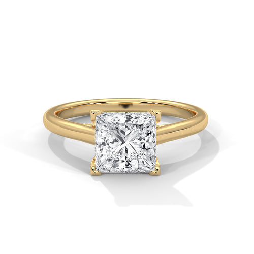 2.00 ct Classic Square Diamond Solitaire Ring 2ct Yellow Gold