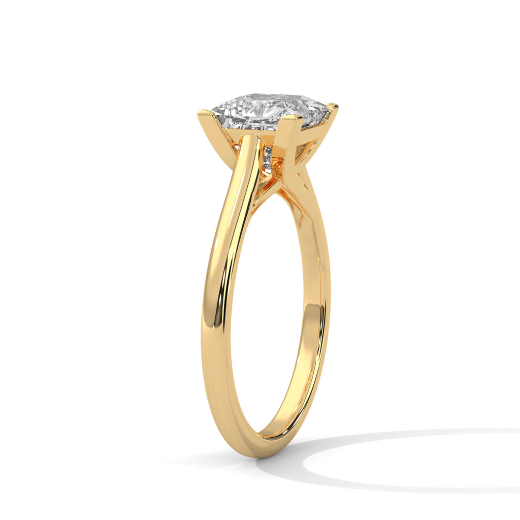 2.00 ct Classic Square Diamond Solitaire Ring 2ct Yellow Gold