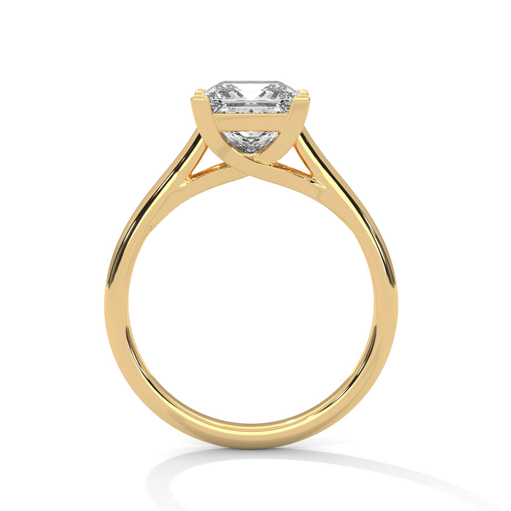 2.00 ct Classic Square Diamond Solitaire Ring 2ct Yellow Gold