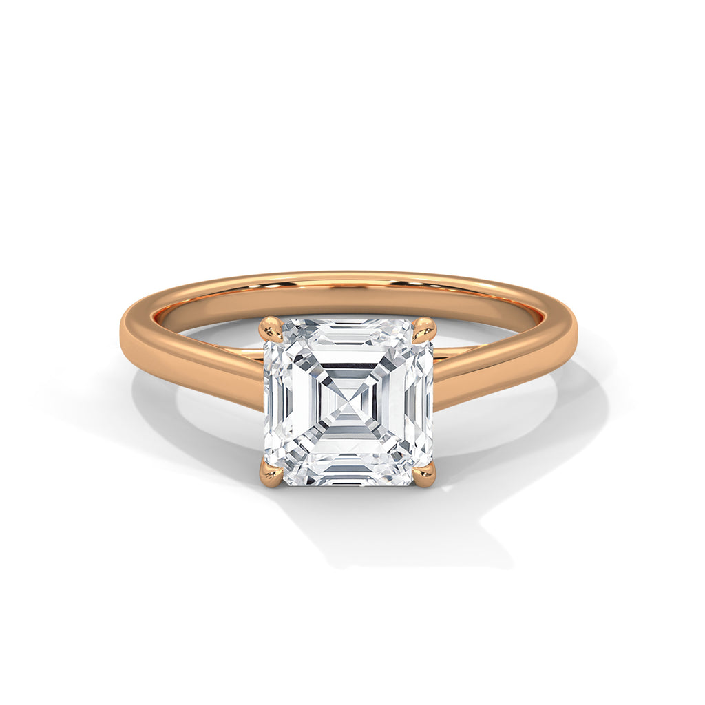 2.00 ct Square Emerald Cut Solitaire Ring 2ct Rose Gold