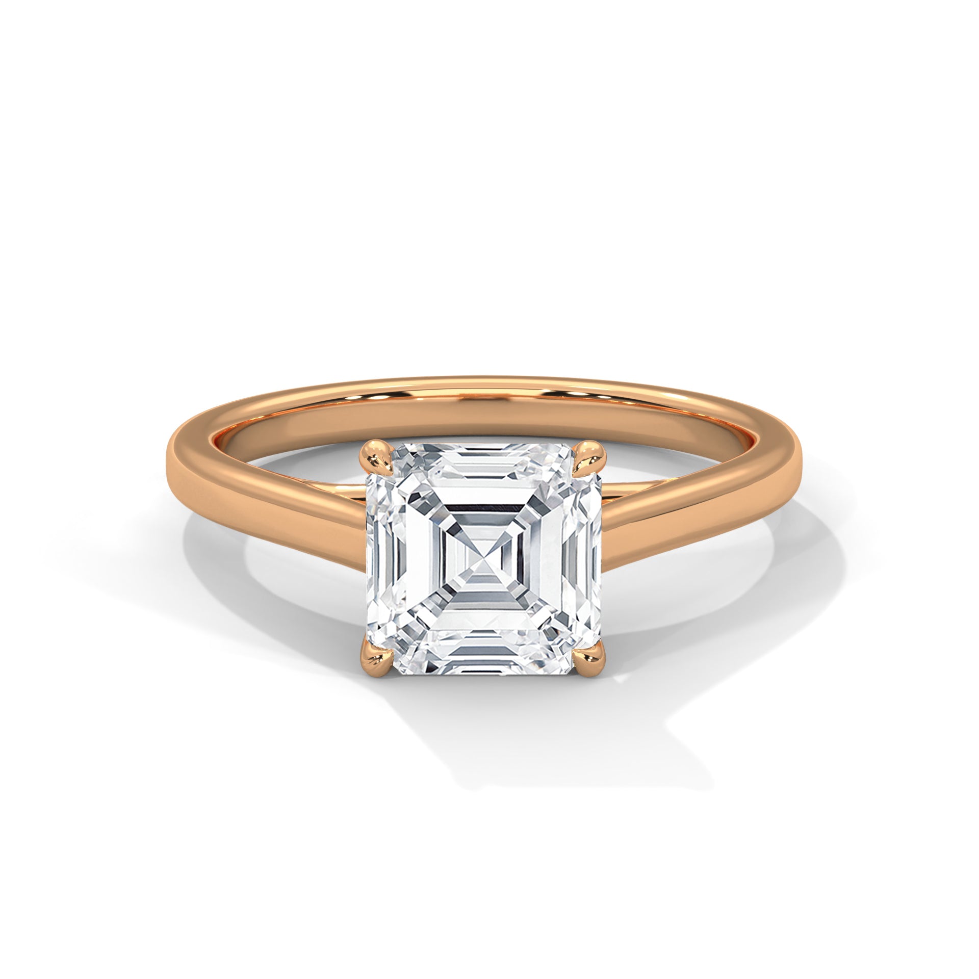 2.00 ct Square Emerald Cut Solitaire Ring 2ct Rose Gold