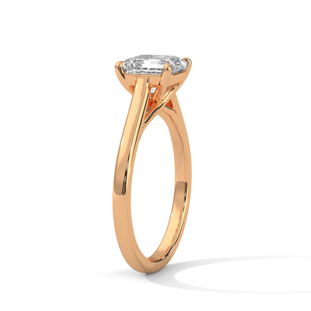 2.00 ct Square Emerald Cut Solitaire Ring 2ct Rose Gold
