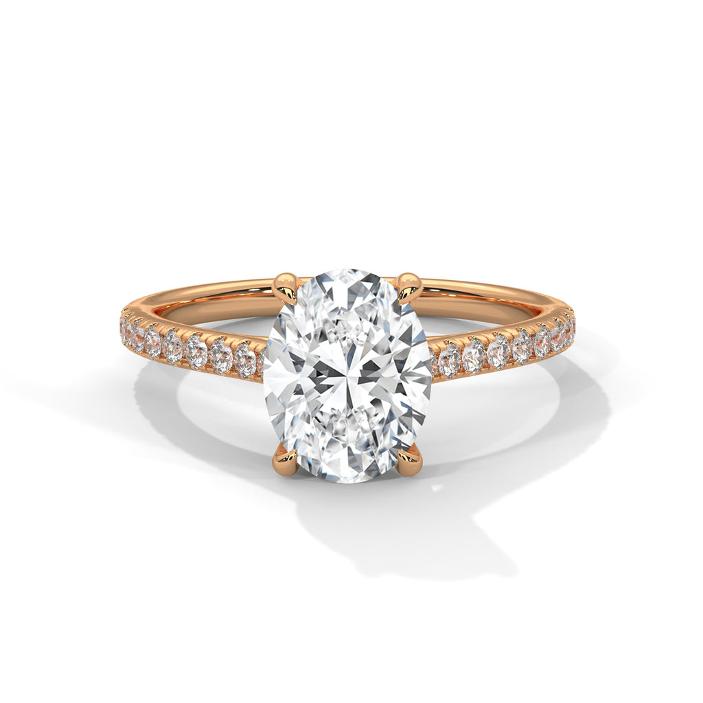2.00 ct Oval Solitaire with Pavé Band 2ct Rose Gold