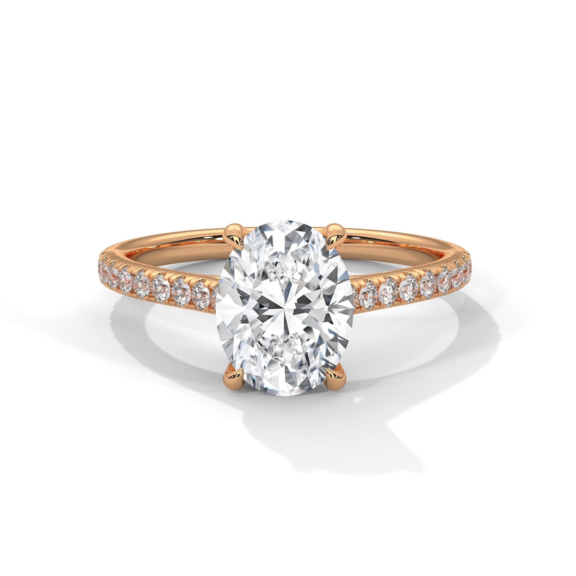 2.00 ct Oval Solitaire with Pavé Band 2ct Rose Gold