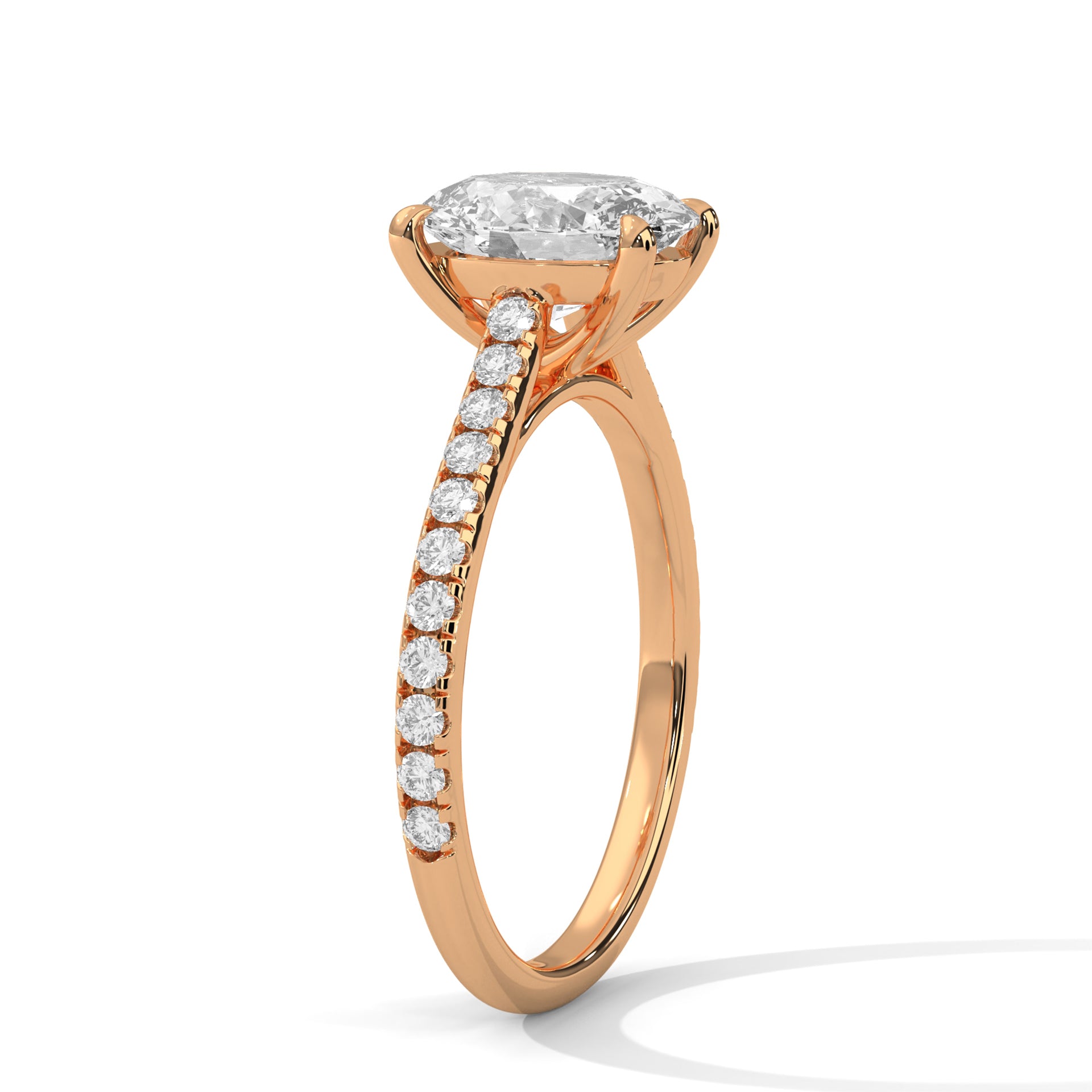 2.00 ct Oval Solitaire with Pavé Band 2ct Rose Gold