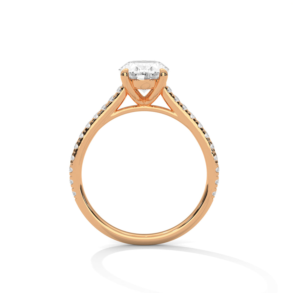 2.00 ct Oval Solitaire with Pavé Band 2ct Rose Gold