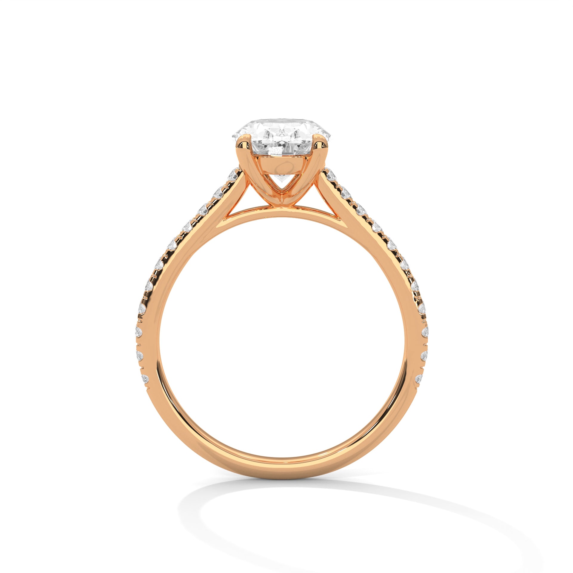 2.00 ct Oval Solitaire with Pavé Band 2ct Rose Gold