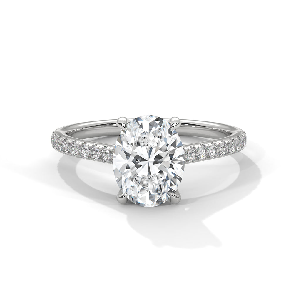 2.00 ct Oval Solitaire with Pavé Band 2ct White Gold