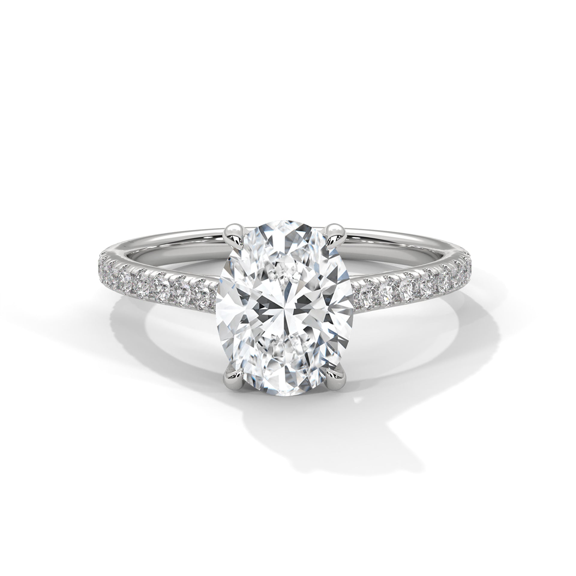 2.00 ct Oval Solitaire with Pavé Band 2ct White Gold
