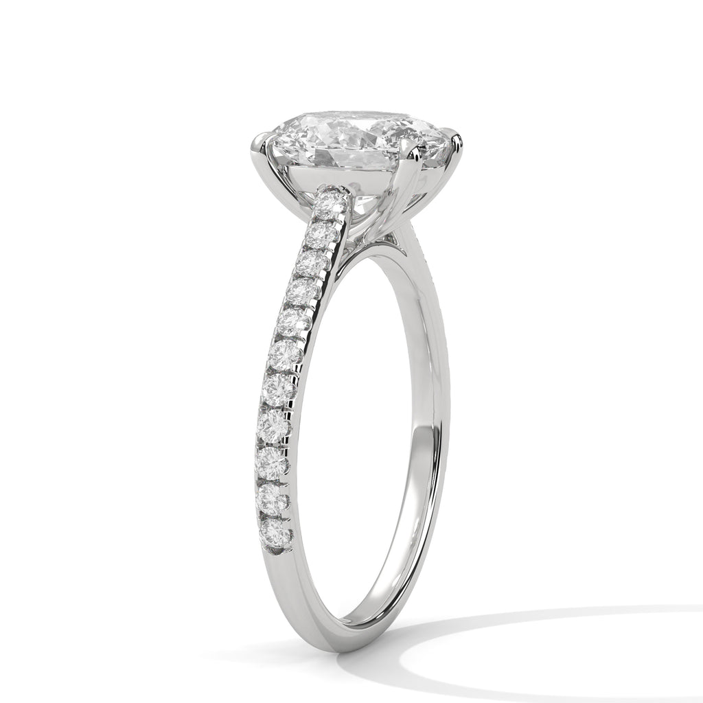 2.00 ct Oval Solitaire with Pavé Band 2ct White Gold