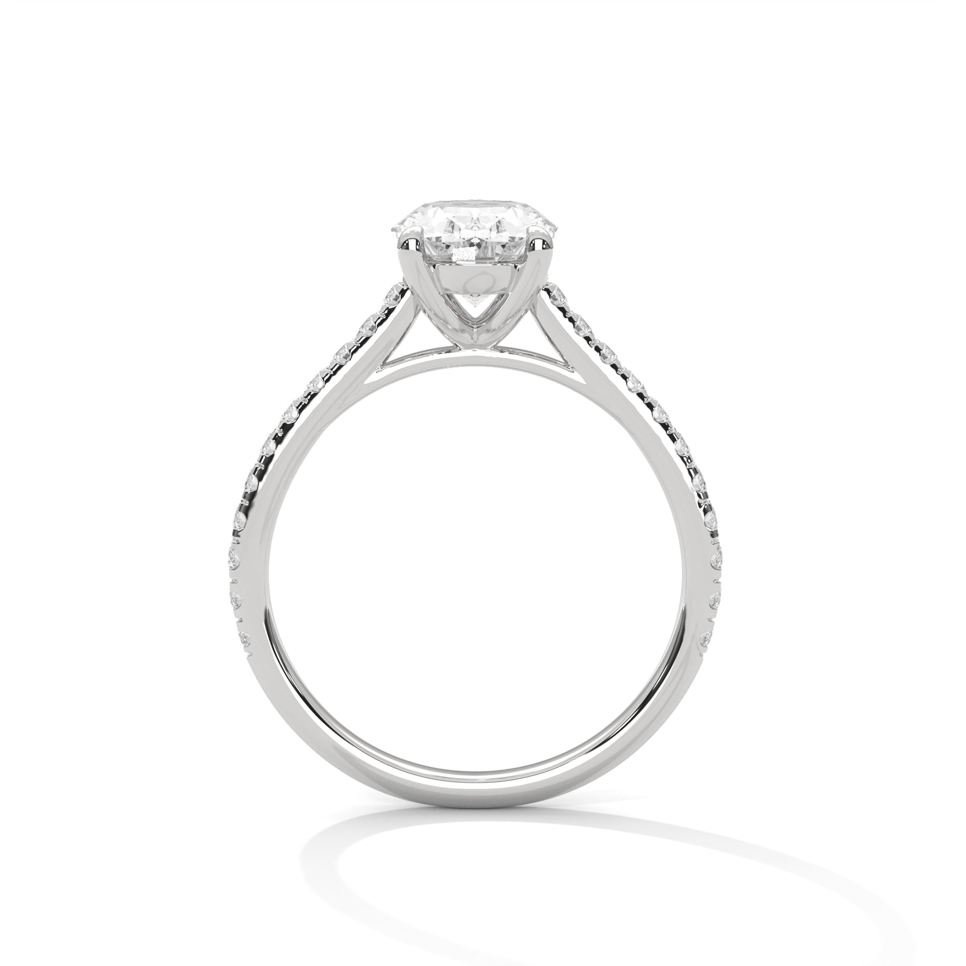 2.00 ct Oval Solitaire with Pavé Band 2ct White Gold
