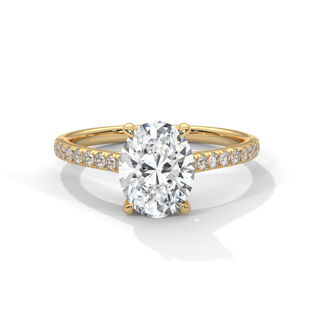 2.00 ct Oval Solitaire with Pavé Band 2ct Yellow Gold
