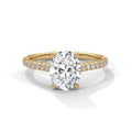 2.00 ct Oval Solitaire with Pavé Band 2ct Yellow Gold