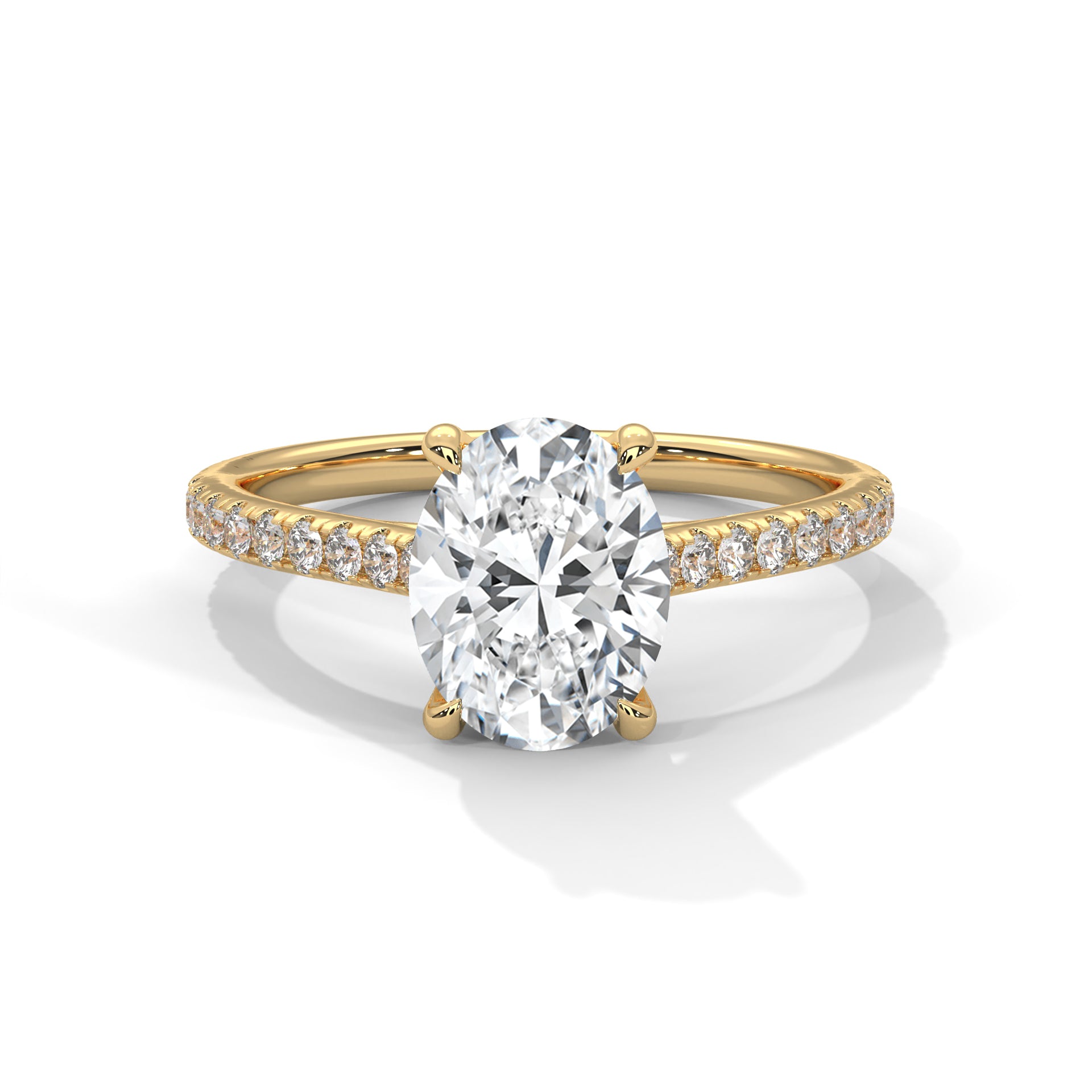 2.00 ct Oval Solitaire with Pavé Band 2ct Yellow Gold