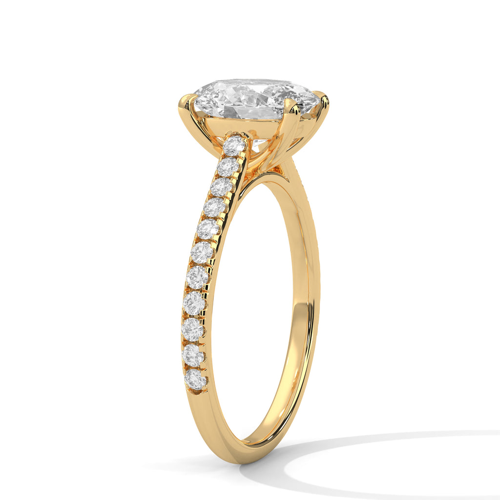 2.00 ct Oval Solitaire with Pavé Band 2ct Yellow Gold