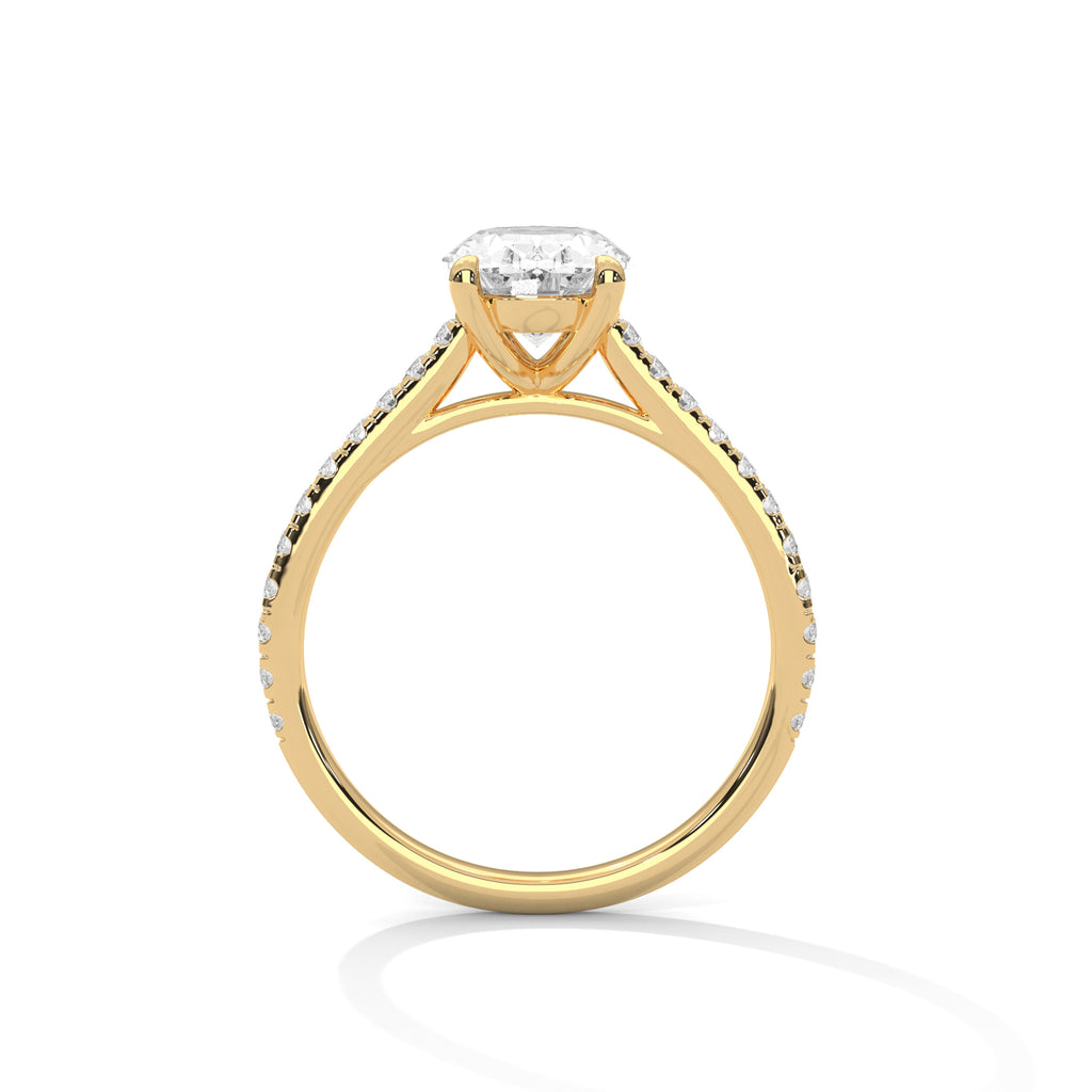 2.00 ct Oval Solitaire with Pavé Band 2ct Yellow Gold