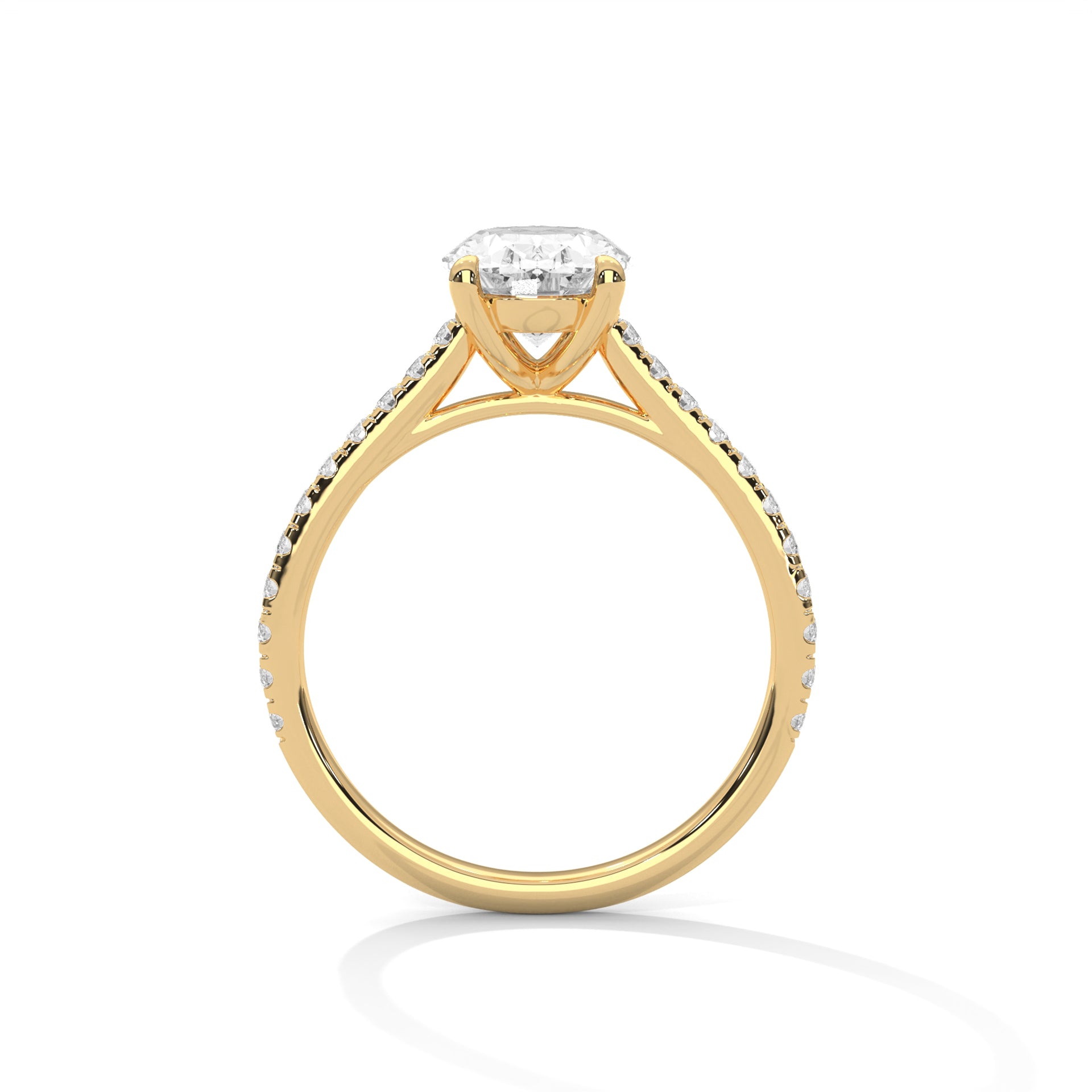 2.00 ct Oval Solitaire with Pavé Band 2ct Yellow Gold