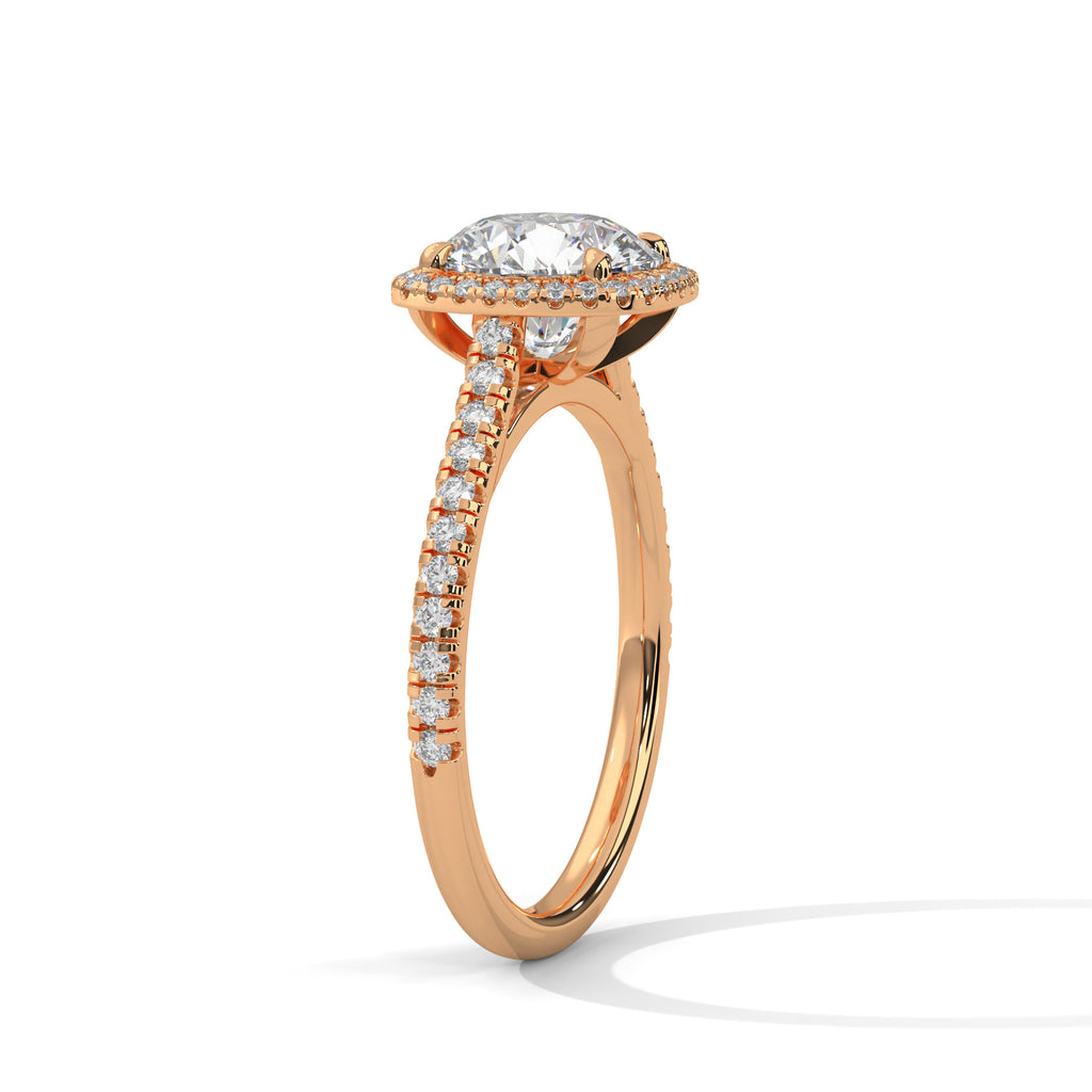 2.00 ct Round Center Cushion Frame Ring 2ct Rose Gold