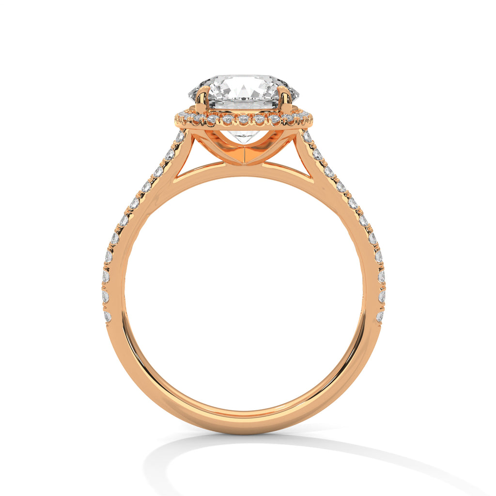 2.00 ct Round Center Cushion Frame Ring 2ct Rose Gold