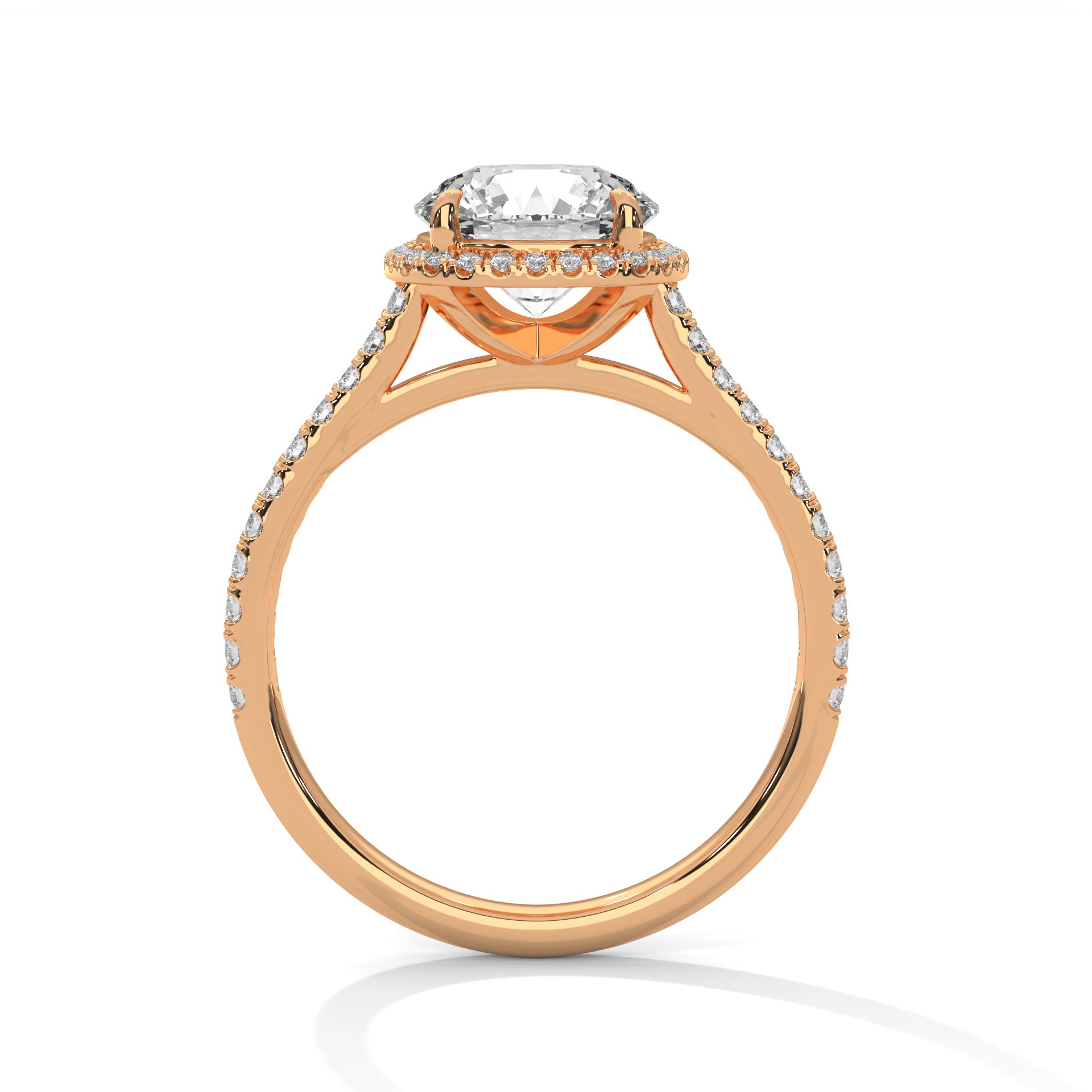 2.00 ct Round Center Cushion Frame Ring 2ct Rose Gold