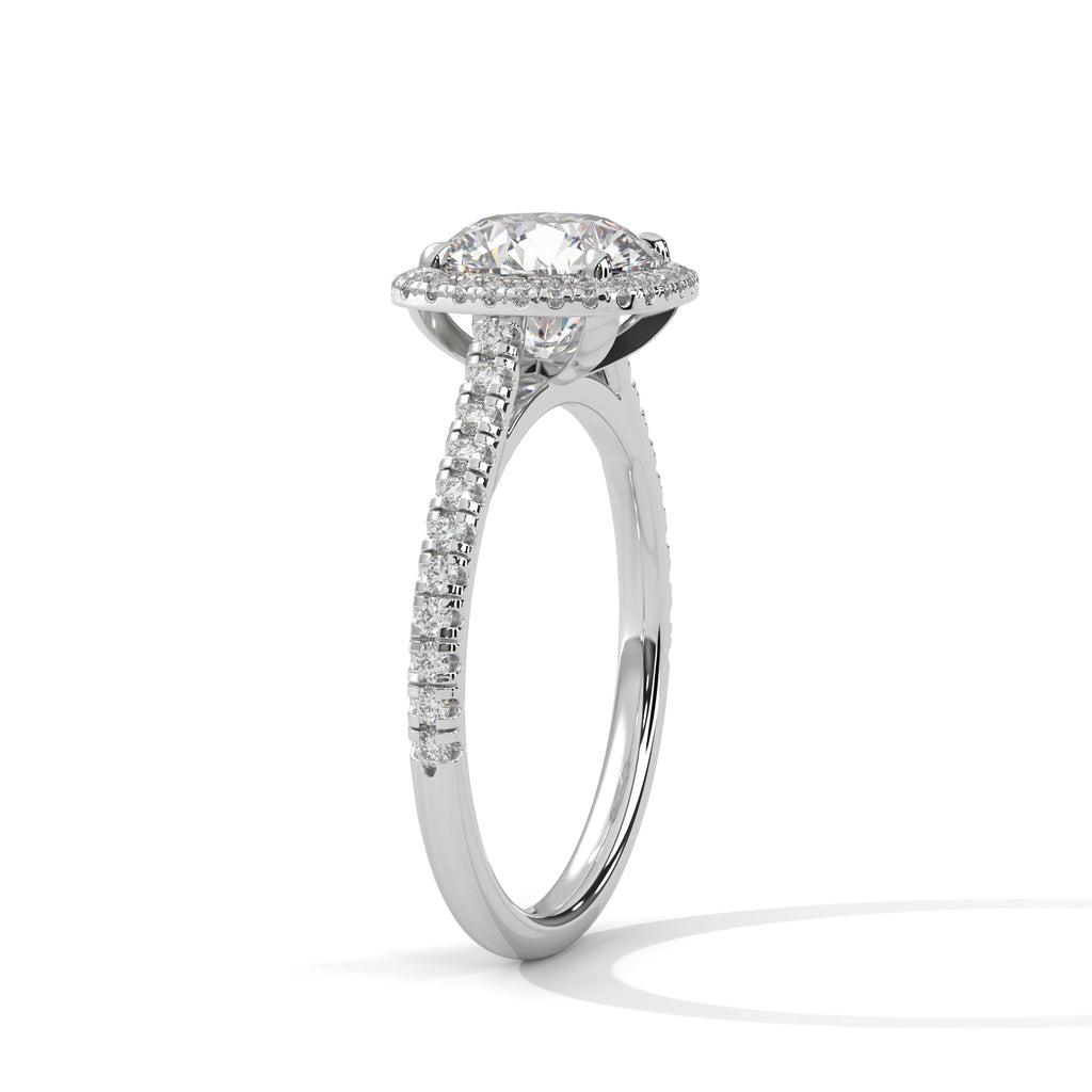 2.00 ct Round Center Cushion Frame Ring 2ct White Gold