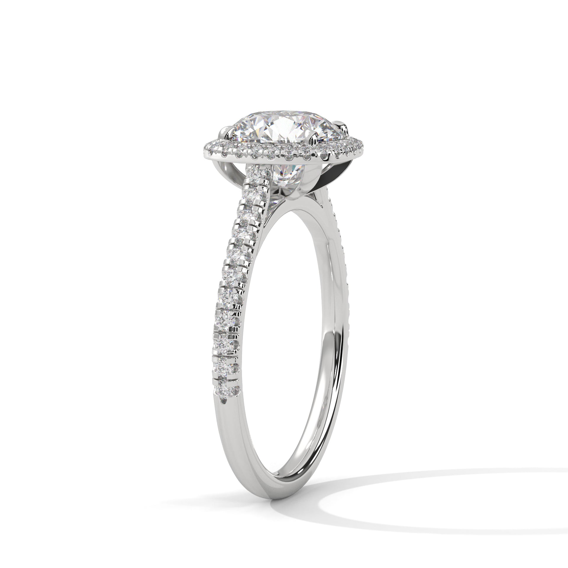 2.00 ct Round Center Cushion Frame Ring 2ct White Gold
