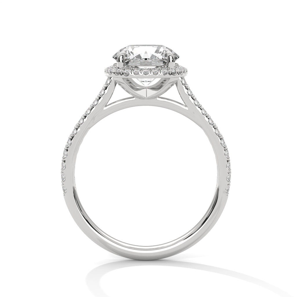 2.00 ct Round Center Cushion Frame Ring 2ct White Gold